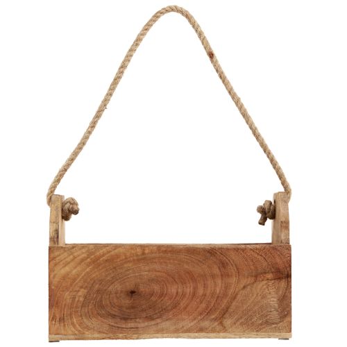 Artikel Plantenbak hout met handvat vierkant naturel jute 27x12x17cm