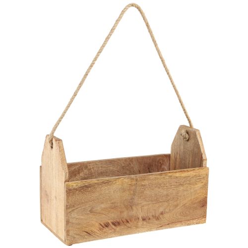 Plantenbak naturel hout jute met handvat 35x16x21,5cm