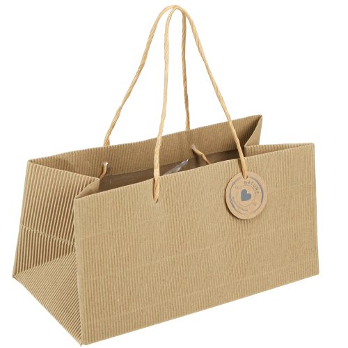 Plantenzakken papier naturel geribbeld 24x12x12cm 8 st