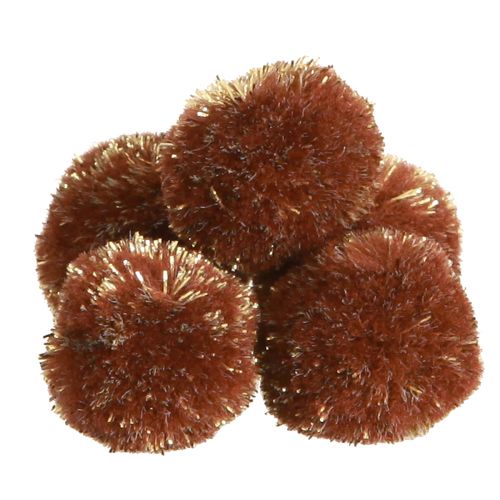 Pompons met glitter bruin 2,5cm pompons 2 zakjes – 24st