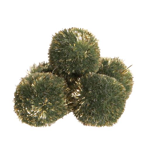 Pompons met glitter groen 2,5cm pompons 2 zakjes – 24 st