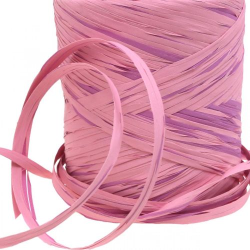 Artikel Raffia veelkleurig cadeaulint roze-roze, bloemistenbenodigdheden, decoratief lint L200m