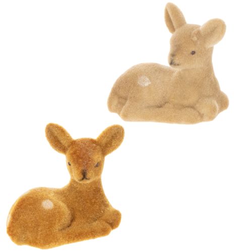 Artikel Decoratief liggend hertenbeeldje voor tafeldecoratie, 8 cm, 6 stuks