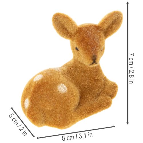 Artikel Decoratief liggend hertenbeeldje voor tafeldecoratie, 8 cm, 6 stuks