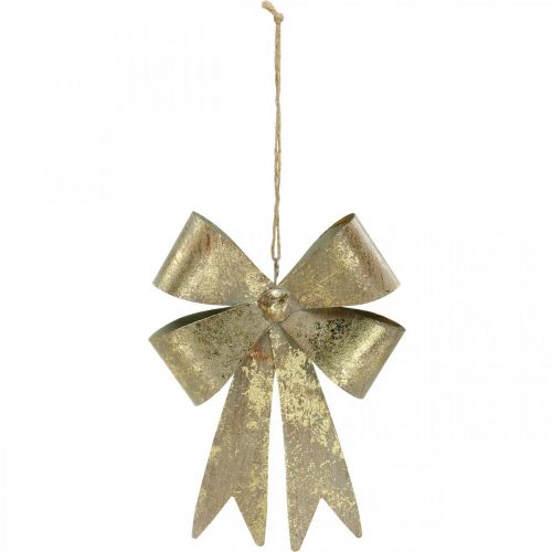 Artikel Lussen van metaal, kersthanger, adventsdecoratie gouden, antieke look H18cm B12.5cm 2st