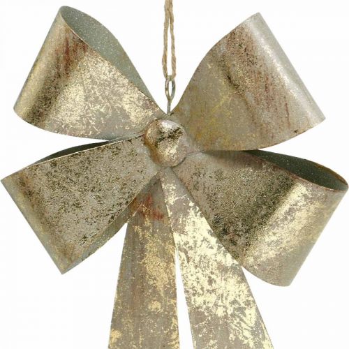 Artikel Strik om op te hangen, kerstboomversieringen, gouden metalen decoratie, antieke look H23cm B16cm