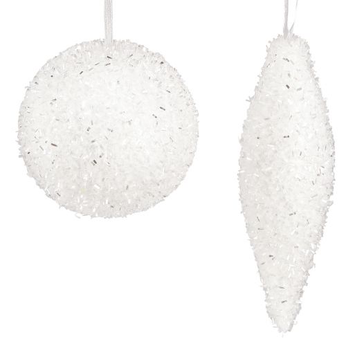 Sneeuwdecoratie Kerstversiering ballen kegels Ø4/8cm 18 st