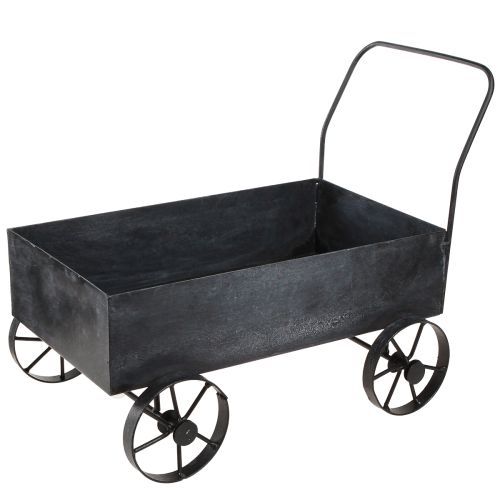 Kruiwagen decoratieve metalen plantenbak antraciet L37cm