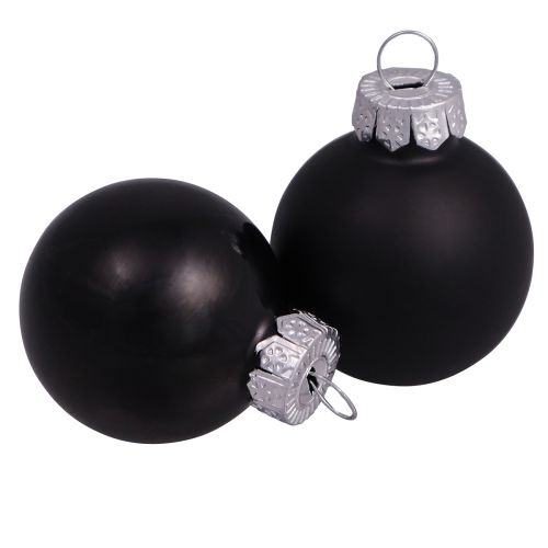 Floristik24 Zwarte kerstballen glas mini mat glans Ø3cm 22 st