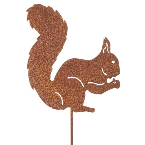 Artikel Tuinpaal met eekhoornmotief, roestbruine decoratieve paal voor bloemperk en bloempot, 52 cm, 2 stuks