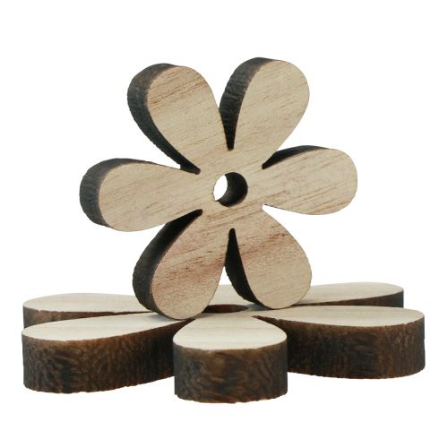 Artikel Strooidecoratie hout bloemen naturel bruin tafeldecoratie Ø2-6cm 20st