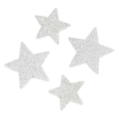 Floristik24 Strooidecoratie sterren wit met mica 4-5cm 40st