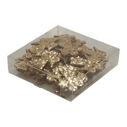 Artikel Strooidecoratie Kerst houten engel goud glitter 5x3,5cm 48st