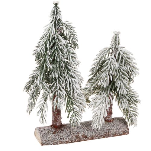 Floristik24 Kerstboomdecoratie groen wit winter op houten voet H28cm