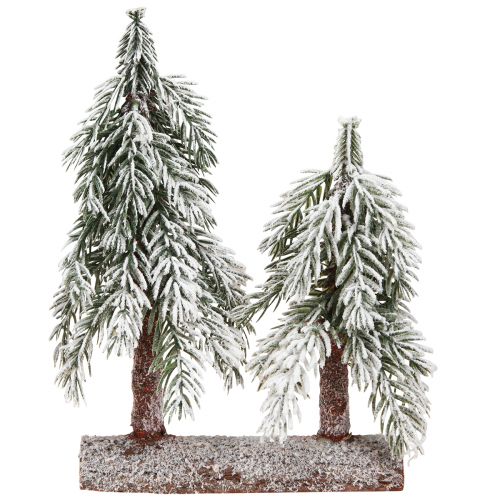 Artikel Kerstboomdecoratie groen wit winter op houten voet H28cm