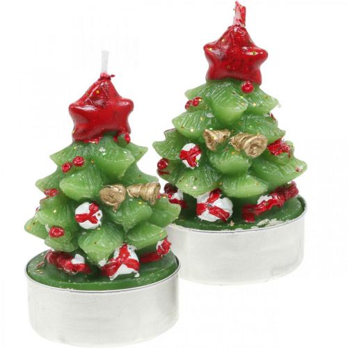 borstel Higgins Edelsteen Floristik24.nl Theelichtjes Kerst theelicht dennenboom H6.5cm 6st - goedkoop  online kopen
