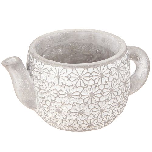 Theepot decoratieve keramische plantenbak wit gewassen 16×10,5×8cm 3 st