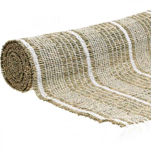 Tafelloper zeegras naturel, wit tafeldecoratie 35×220cm - online kopen