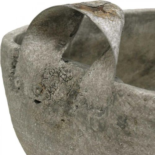 Floristik24 Betonnen Kom Wit Grijs Bruin met Antieke Handgrepen L28cm