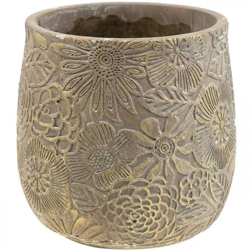 Artikel Planter gouden bloemen keramiek bloempot Ø13.5cm H15cm