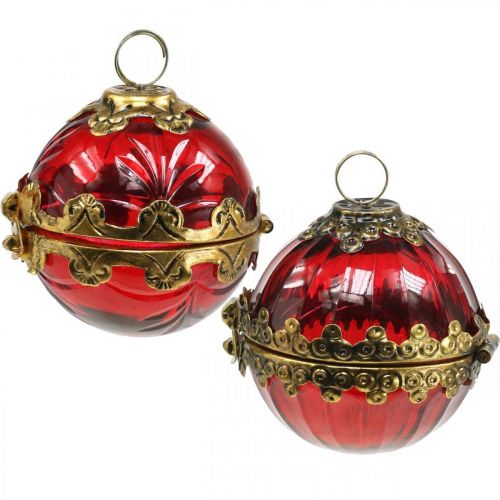 geboorte je bent actrice Floristik24.nl Vintage kerstbal om te openen glas roodgoud Ø8cm set van 2 -  goedkoop online kopen