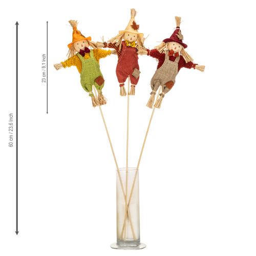 Artikel Decoratieve vogelverschrikkerfiguur op een stok voor knutselwerkjes en planten, 60 cm