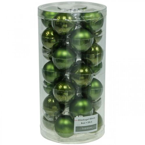 Artikel Kerstballen glas groen mat/glanzend Ø4cm 24 st