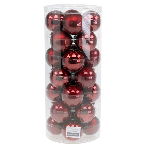 Artikel Kerstbol glas Ø6cm Bordeaux 24 st