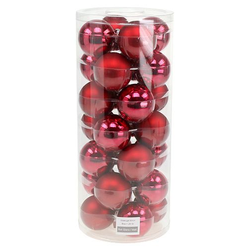 Artikel Kerstbol glas Ø6cm rood mix 24 st