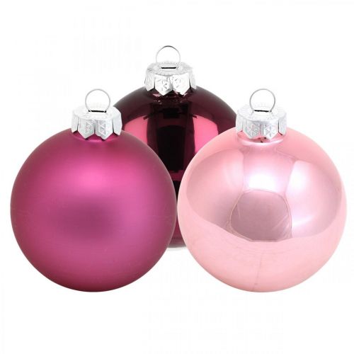 Kerstballen, boomversieringen, glazen bollen violet H8.5cm Ø7.5cm echt glas 12st