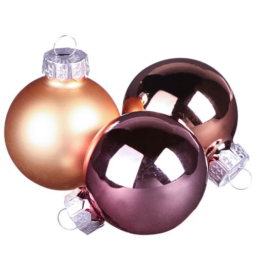 Kerstballen abrikozenmix boomballen glas Ø4cm 24 st