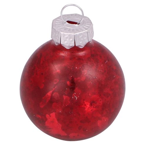 Artikel Kerstballen in rood vintage glas mini Ø3cm 22 st