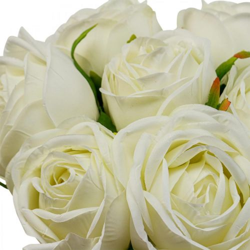 Floristik24 Witte rozen zijden bloemen kunstrozen in een bos H28cm 7st