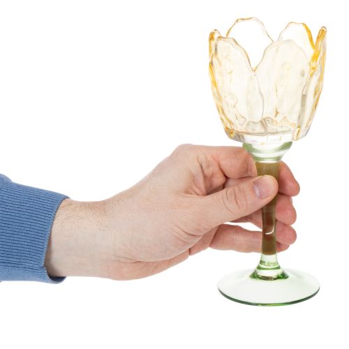 Artikel Tulpvormige theelichthouder met bloemenmotief, decoratie voor een romantische en elegante sfeer, 20 cm