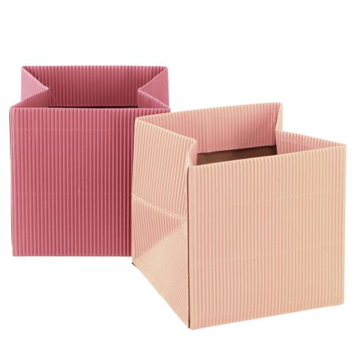 Bloementas papieren zakje met folie roze zalm 10,5cm 6 st