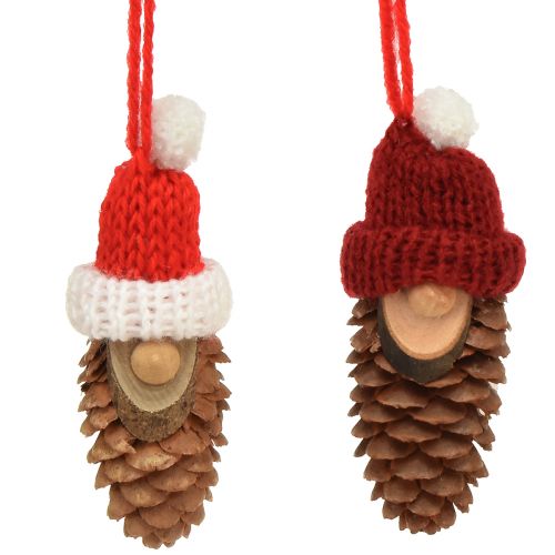 Kerstboomdecoratie kabouterkegel kabouter rood 9cm 12st