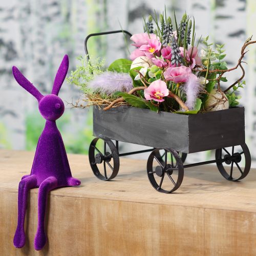 Decoratieve kruiwagen plantenbak metaal antraciet L30cm