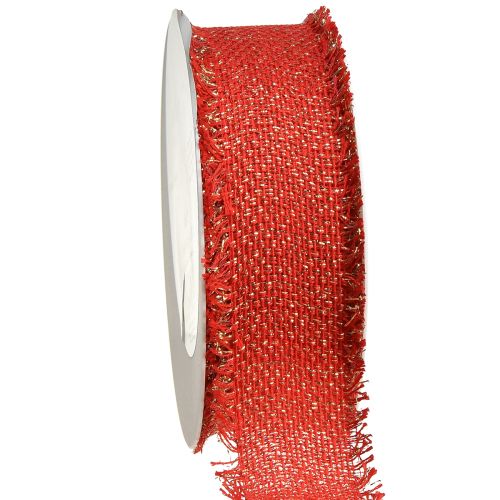 Floristik24 Decoratief lint rood gouden franje sieradenlint B40mm L15m