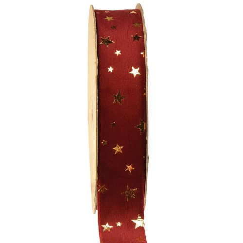 Artikel Fluwelen lint Kerststerlint rood goud B25mm L8m