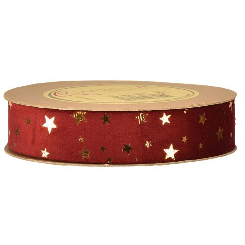 Artikel Fluwelen lint Kerststerlint rood goud B25mm L8m