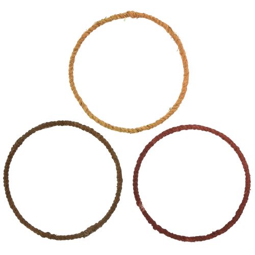 Artikel Decoratieve ring gekleurde ring met jute geel oker bruin Ø30cm 3st