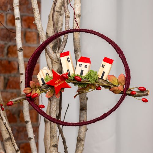 Decoratieve ring jute decoratielus rood donkerrood 4cm Ø30cm 2st