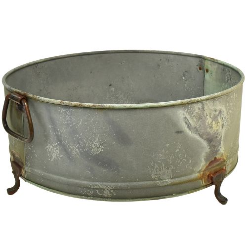 Decoratieve kom met voet metalen handvat roest 42/46,5cm set van 2