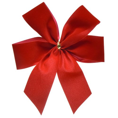 Floristik24 Decoratieve strik rood fluwelen strik 4cm breed Kerststrik voor buiten 15×18cm 2st