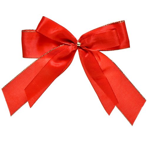 Floristik24 Decoratieve strik rode strik met gouden rand - elegante kerstdecoratie 4cm breed 15×21cm 10st