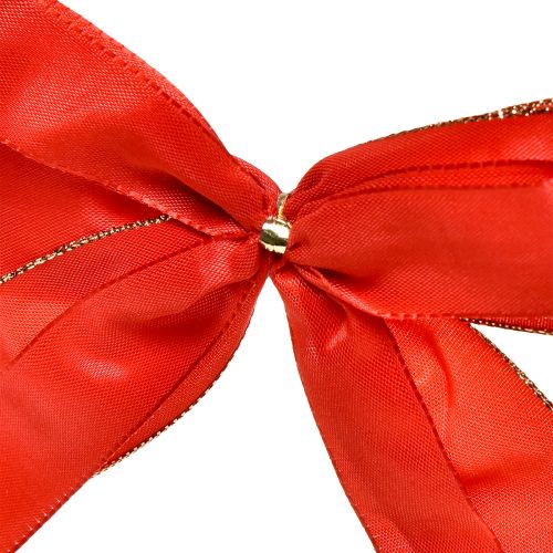 Floristik24 Decoratieve strik rode strik met gouden rand - elegante kerstdecoratie 4cm breed 15×21cm 10st
