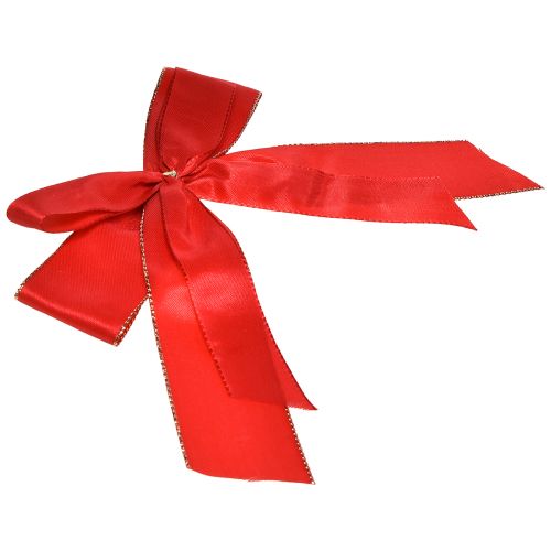 Floristik24 Decoratieve strik rode strik met gouden rand - elegante kerstdecoratie 4cm breed 15×21cm 10st