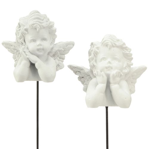 Artikel Decoratieve plug engelenfiguren grafdecoratie wit H5cm 6 st