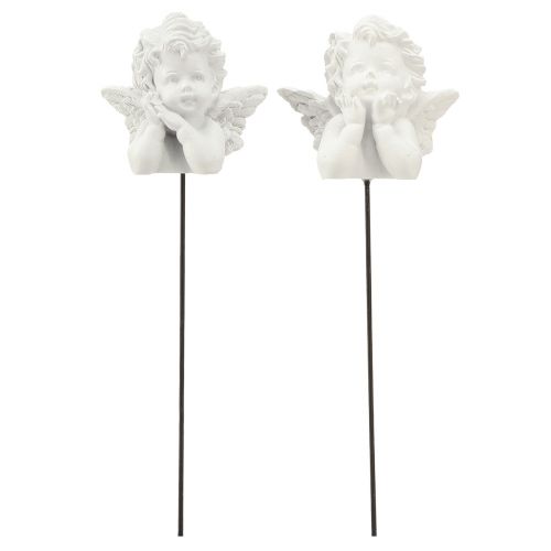 Artikel Decoratieve plug engelenfiguren grafdecoratie wit H5cm 6 st