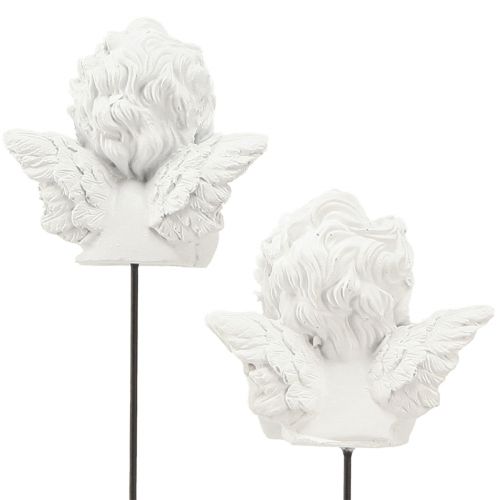 Artikel Decoratieve plug engelenfiguren grafdecoratie wit H5cm 6 st